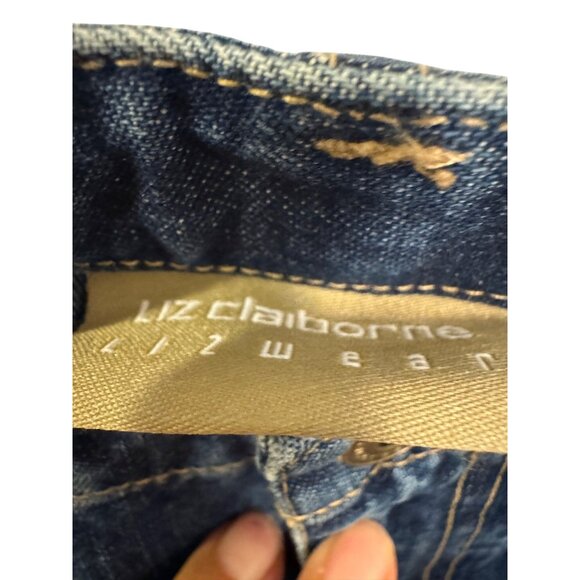 Vintage Lizwear Womens Embroidered Denim Jeans Embellished Floral Design Size 8 - Picture 6 of 8